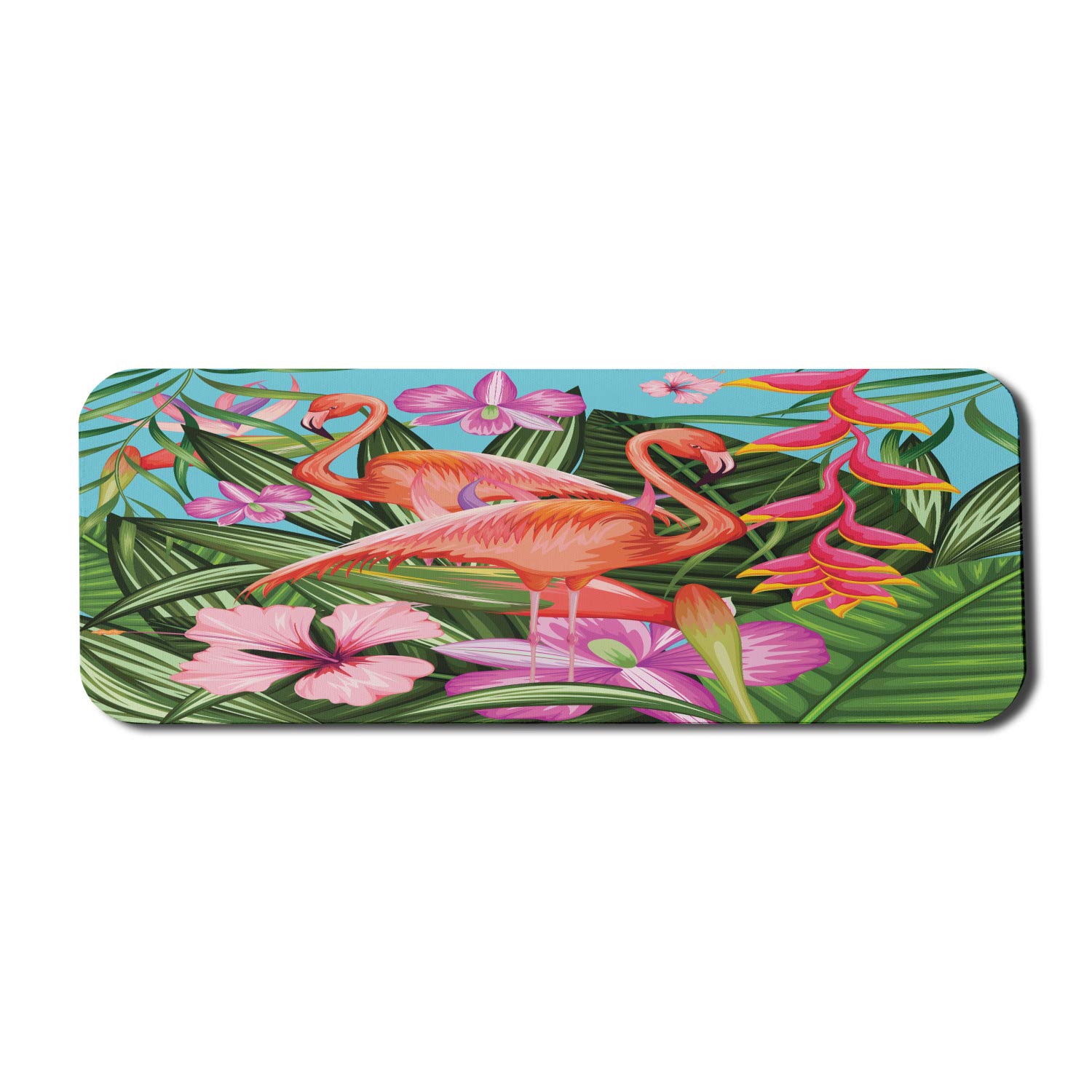 Ambesonne Vintage Flamingo Tropical Garden Mouse Pad - Non-Slip Rubber Gaming Mousepad with Hibiscus Flower Design, 31