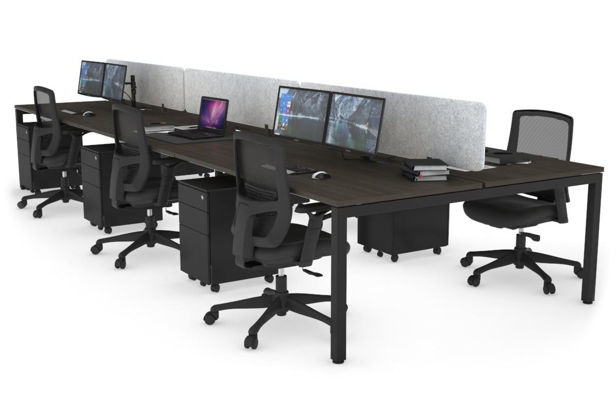 6-Person Office Workstation with Quadro Square Legs - 1600L x 800W Dimensions, Cable Management Scallop for Organized Workspace - Perfect for Open Office Layouts, Team Collaboration & Modern Workspaces