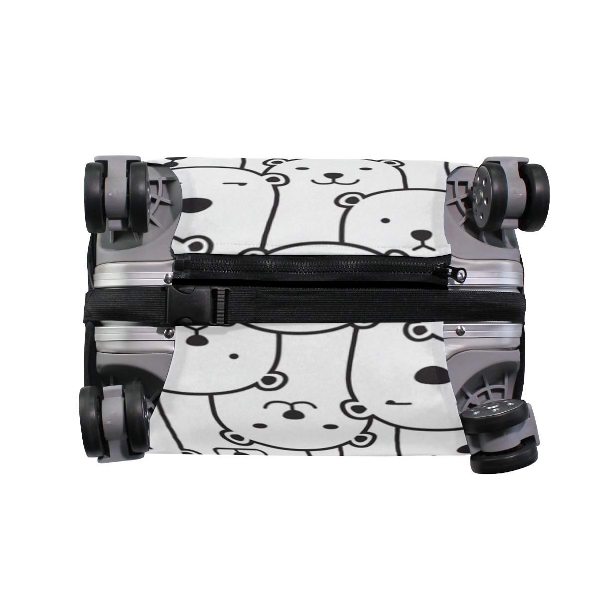 Adorable Black & White Bear Luggage Cover - Travel Suitcase Protector for Kids, Men & Women - Perfect for Airports, Vacations & Family Trips