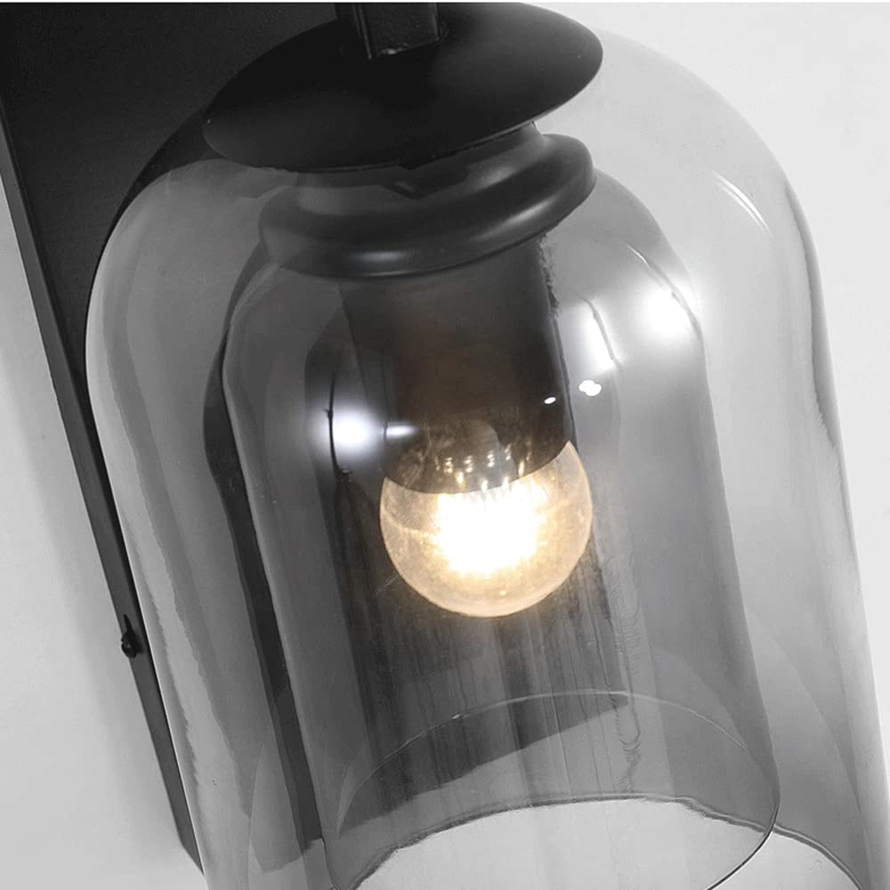 Modern Smoke Grey Wall Sconce with Bell-Shaped Glass Shade - 1-Light Farmhouse Industrial Vanity Fixture for Bedroom, Living Room & Hallway | Perfect for Ambient Lighting & Wall Decor