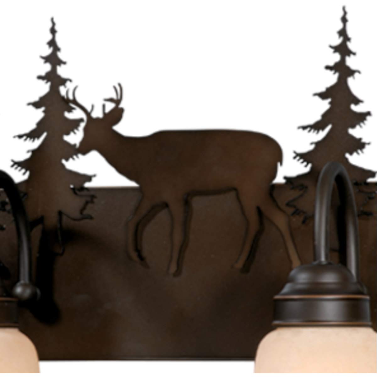 Rustic Bronze Bathroom Vanity Light Fixture - 2-Light Wall Sconce with Tree, Moose, Deer, and Bear Designs for Cabin, Lodge, or Farmhouse Bathroom Decor