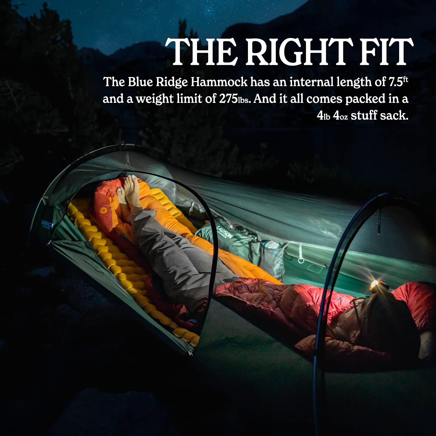 Lawson Hammock Blue Ridge Camping Hammock - Portable Lightweight 2-in-1 Hammock Tent for Backpacking, Hiking & Outdoor Adventures - Perfect for Camping, Backyard Relaxation & Travel