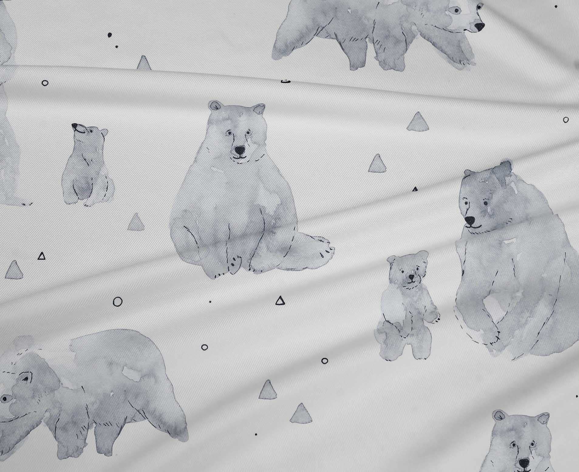 oneOone Polyester Spandex Light Gray Bear Print Fabric - 56 Inch Wide for DIY Clothing, Quilting & Crafts - Perfect for Costumes, Home Decor and Sewing Projects
