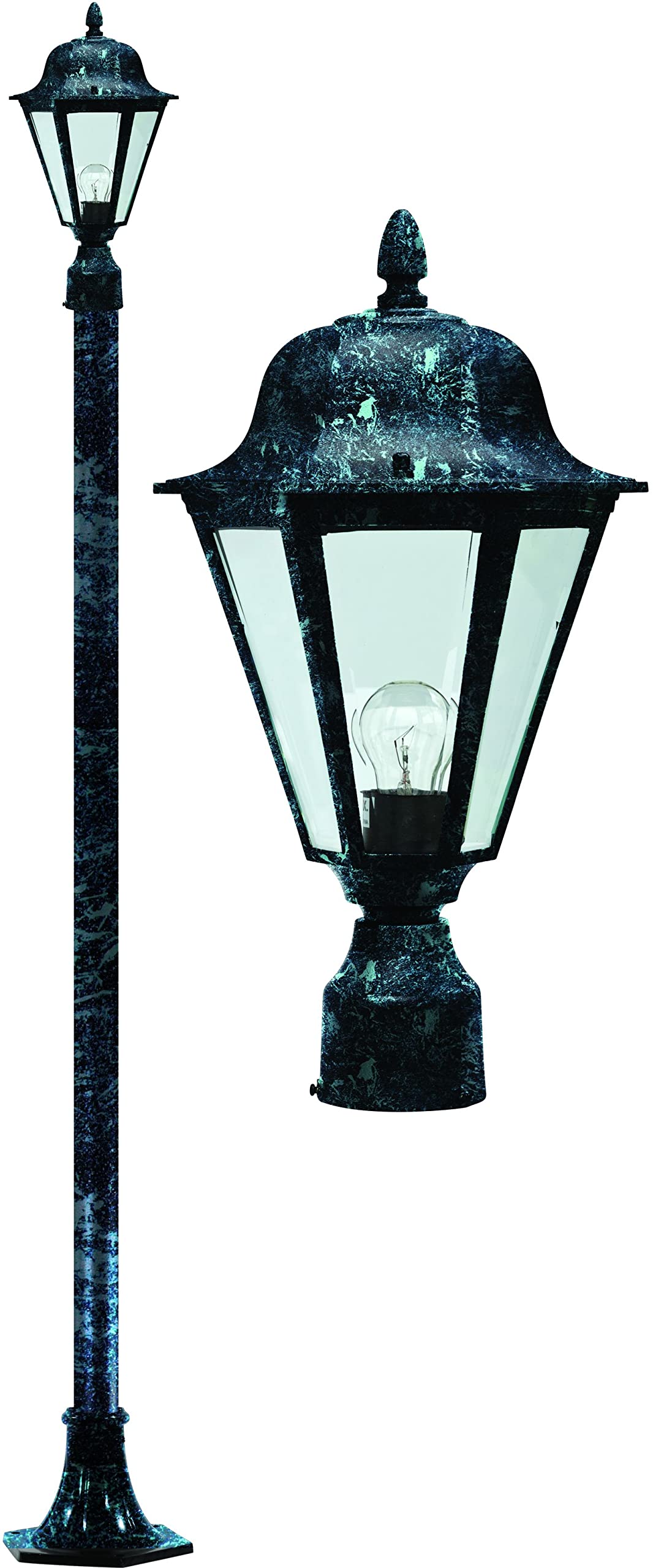 Daniella Post Light Fixture with Clear Glass & 16W LED Lamp (85-265V) - Verde Green Outdoor Lighting for Garden, Pathway, and Patio