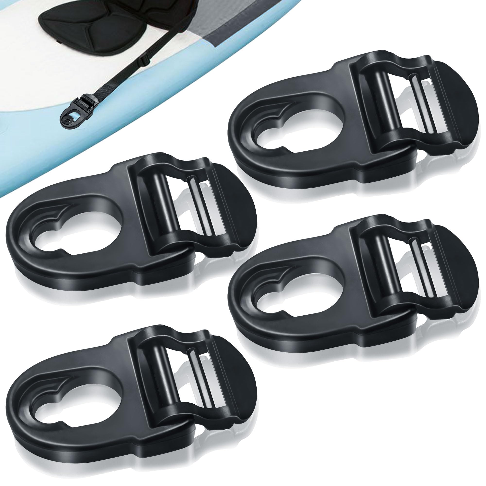 HLOGREE 4Pcs Kayak Seat Clips Replacement - Durable Kayak Seat Belt Clips & Repair Clips for Lifetime Emotional Kayaks - Kayak Straps Seat Clip with Adjustable Straps - Perfect Kayak Accessories for Fishing, Camping & Water Sports Adventures