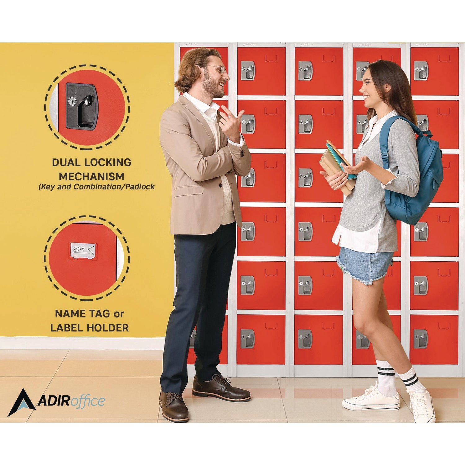 Steel Storage Locker with 6 Compartments - 12 x 12 x 72 Inches, Red - Heavy Duty Metal Locker for Office, School, Gym & Warehouse Organization
