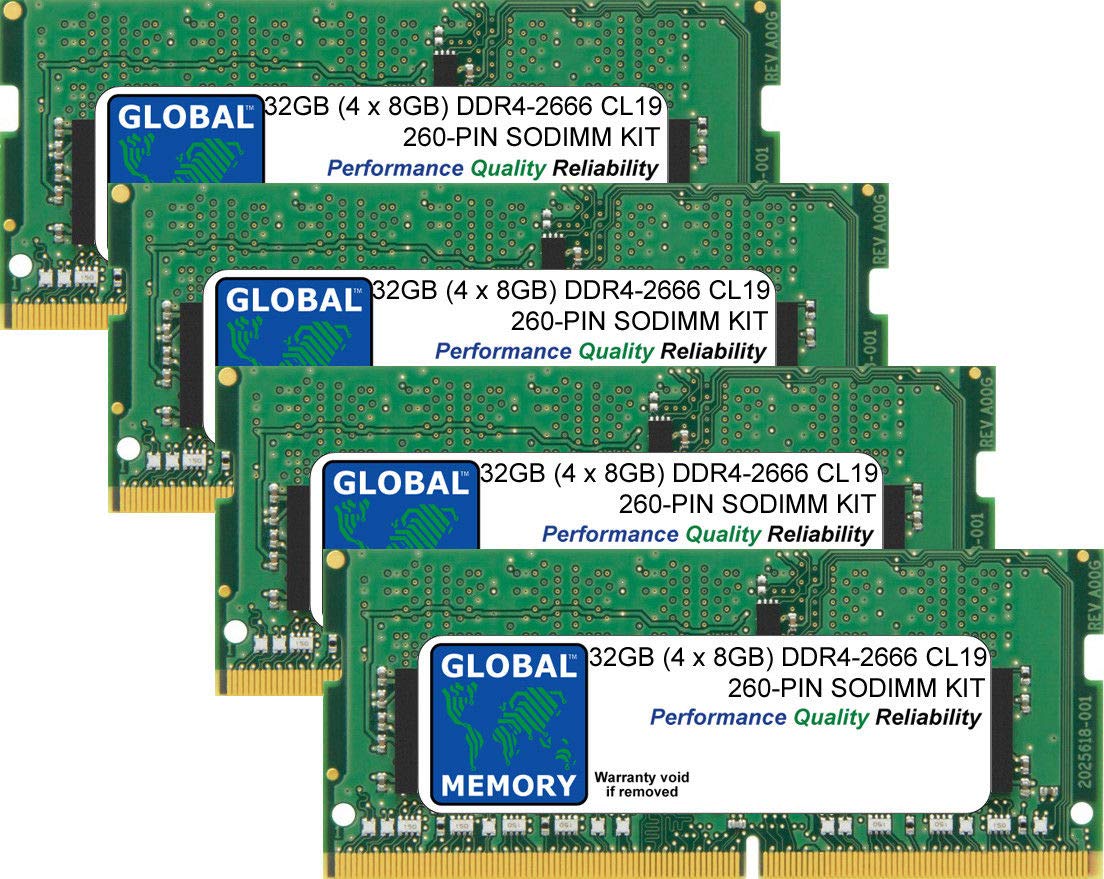 32GB (4 x 8GB) DDR4 2666MHz PC4-21300 260-PIN SODIMM Laptop Memory RAM Kit - Compatible with HP, Dell, Lenovo, ASUS Notebooks - Perfect for Gaming, Video Editing & Multitasking