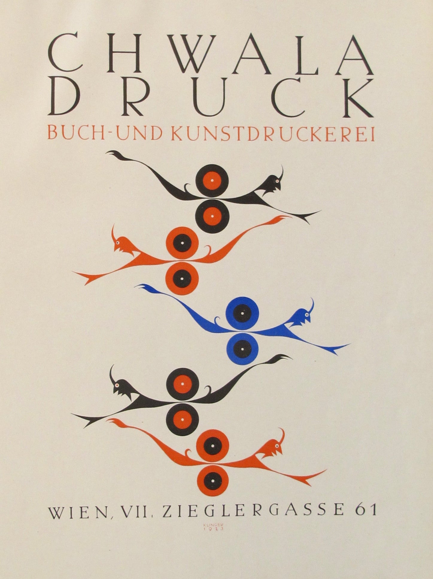 1923 Original Vintage German Poster - Chwala Druck Book and Print Shop - Perfect for Home Decor, Office Wall Art & Historical Collectibles
