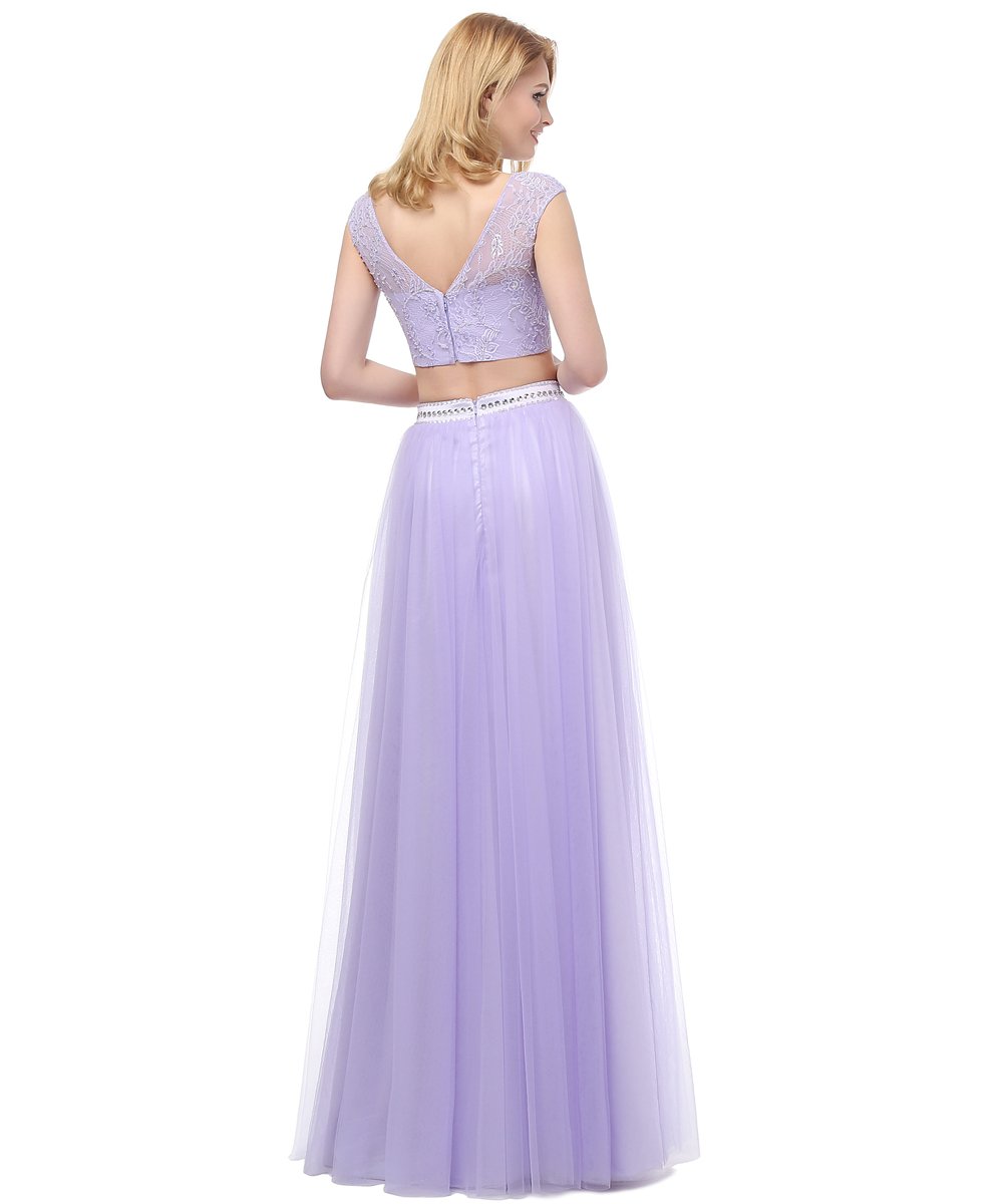 Elegant Two-Piece Long Prom Dresses with Appliqued Bodice & Beaded Waist - Perfect for Formal Dances, Evening Galas & Special Occasions