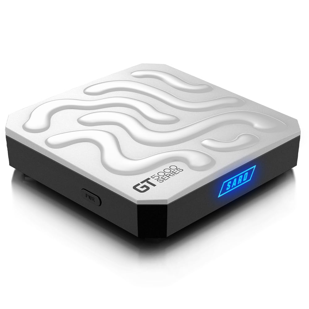 BuzzTV SARO GT-5000 4K Ultra HD Android TV Box - Latest Android 11 OS, Dual-Band WiFi, 2GB RAM DDR, 16GB Storage with Expandable Slot (White) - Perfect for Streaming Netflix, Hulu, Prime Video in Ultra HD Quality