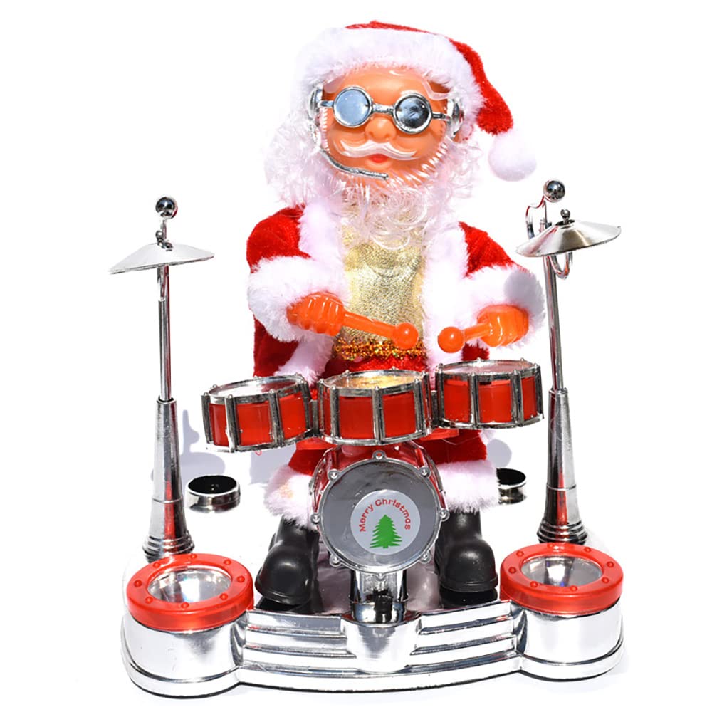 QUARKJK Christmas Funny Toy - Drumming & Piano Playing Santa Claus Musical Doll with Colorful Lights | Battery Operated Xmas Gift for Kids | Perfect for Holiday Decorations & Family Gatherings
