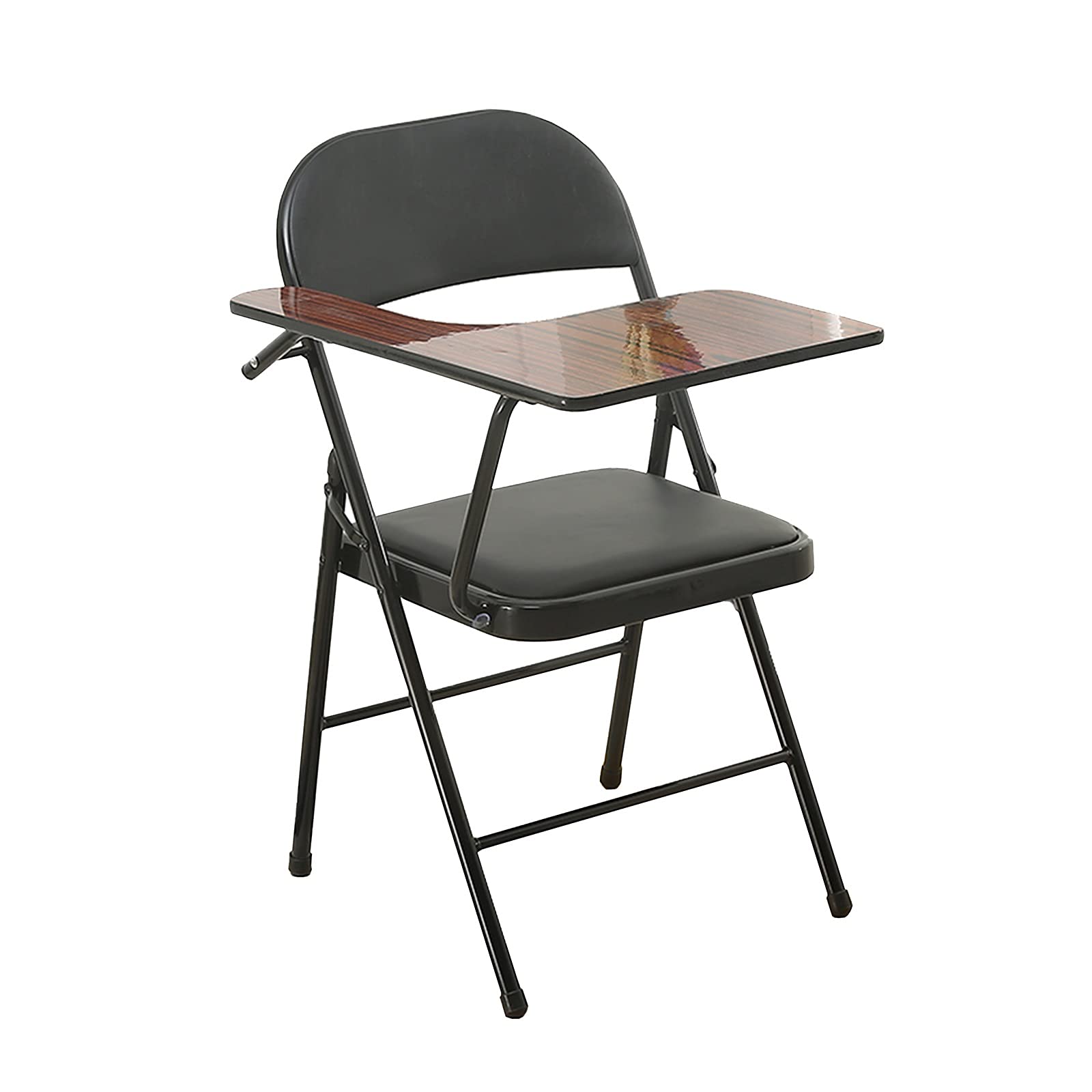 AILILI Lightweight Folding Chair with Tablet Holder - Portable Camping, Office & Outdoor Stool - Durable Curved Triple-Braced Metal Frame - Perfect for Home, Camping, Picnics & Workspaces (Black)