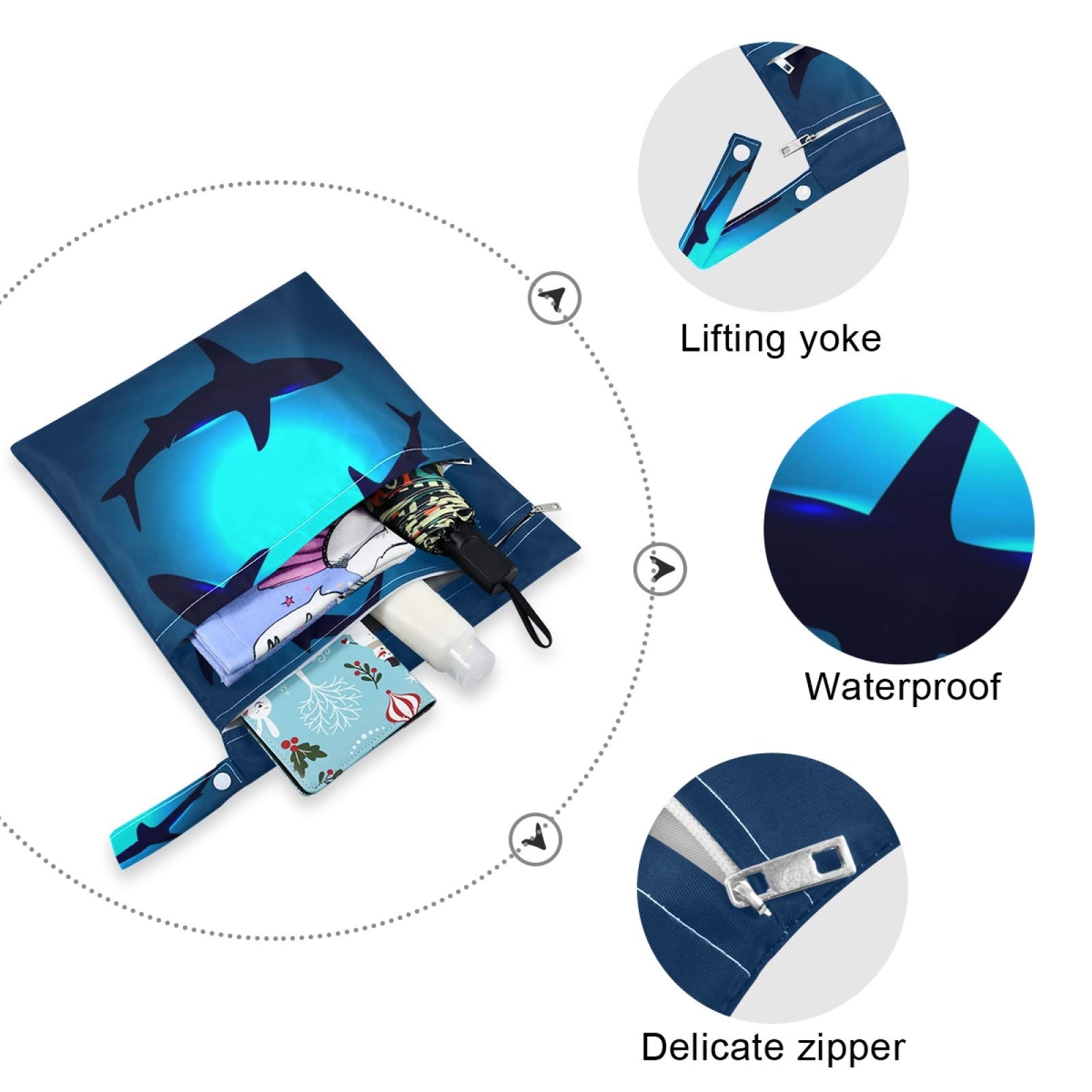 Qilmy 2 Pack Waterproof Wet Dry Bags - Reusable Swim Diaper Organizer for Baby, Travel & Beach - Perfect for Stroller, Diapers, Swimsuits & Toiletries - Ideal for Pool, Daycare & Outdoor Activities
