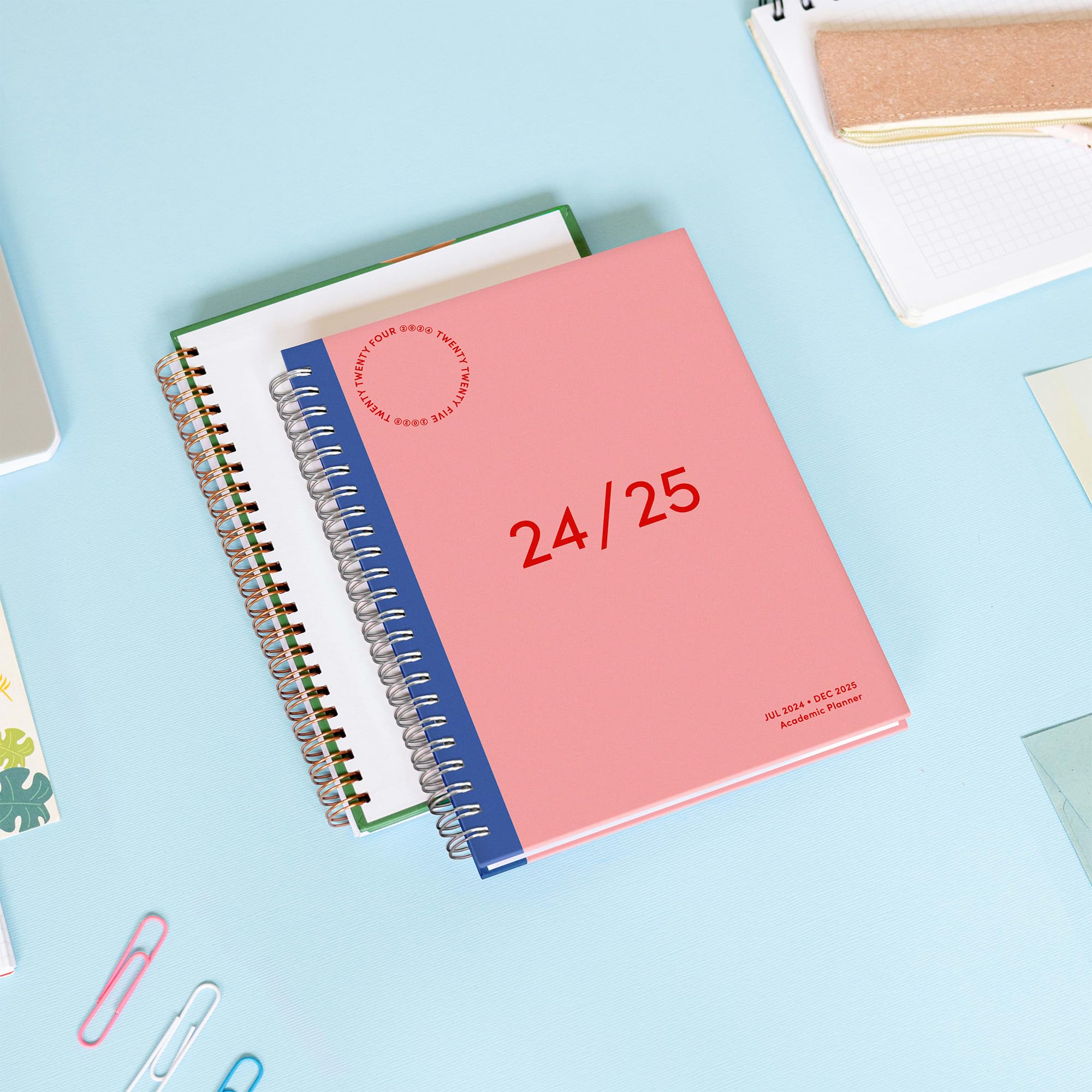 Riley's 2024-2025 Academic Planner | 18-Month Weekly & Monthly Organizer with Twin-Wire Binding | Durable Cover & Notes Pages | 8.3 x 5.9 Inch Pink Student Planner | Perfect for College, School & Work Schedule Planning
