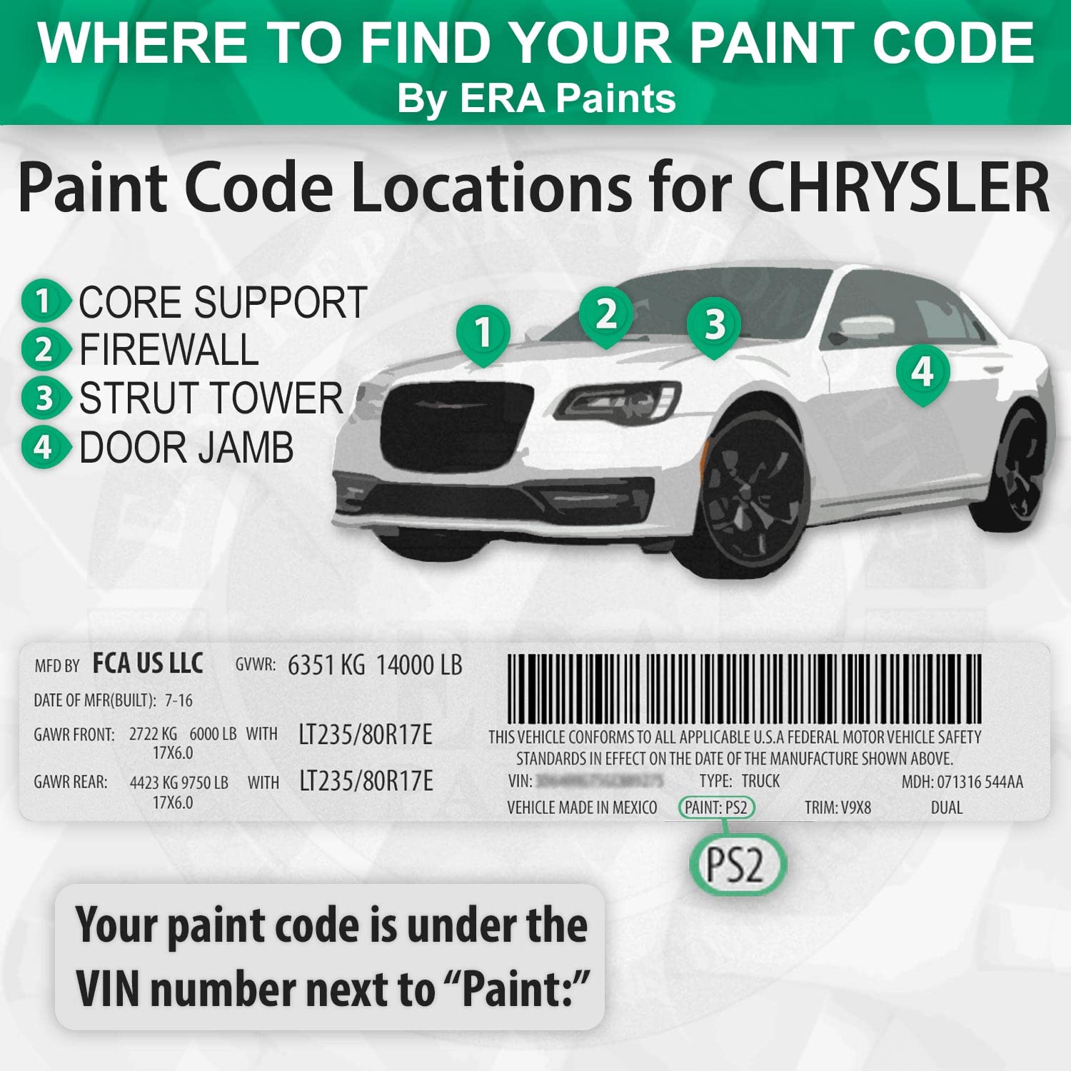 ERA Paints PKJ/ZKJ - Light Almond Pearl Automotive Spray Paint for CHRYSLER | Exact Color Match | Pro Kit with 2K 3680061 Clearcoat | Perfect for Car Touch-Ups, Restoration & Custom Projects