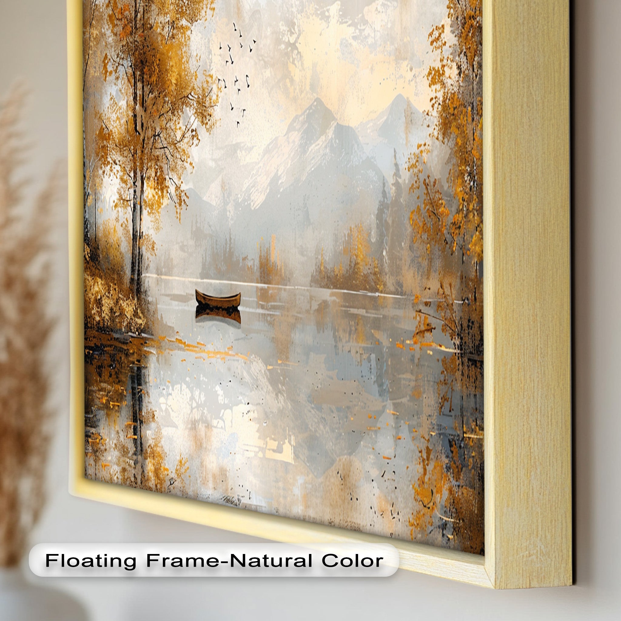 Abstract Lake and Forest Oil Painting - Handmade Tranquil Nature Wall Art for Living Room, Bedroom & Office Decor