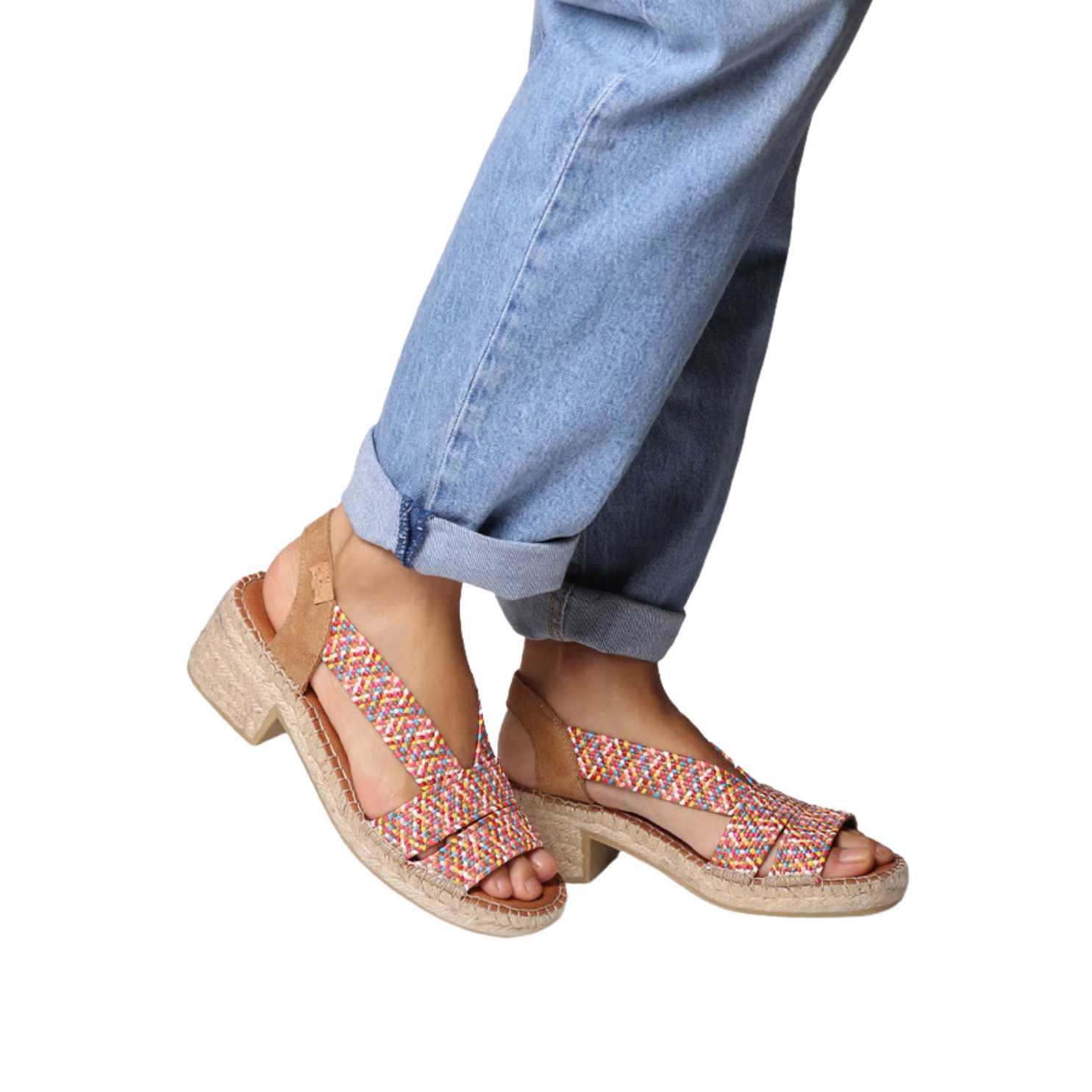 Women's Open Toe Leather Espadrille Wedge Sandals with Wide Heel - Comfortable Summer Casual Shoes for Beach, Vacation & Outdoor Wear