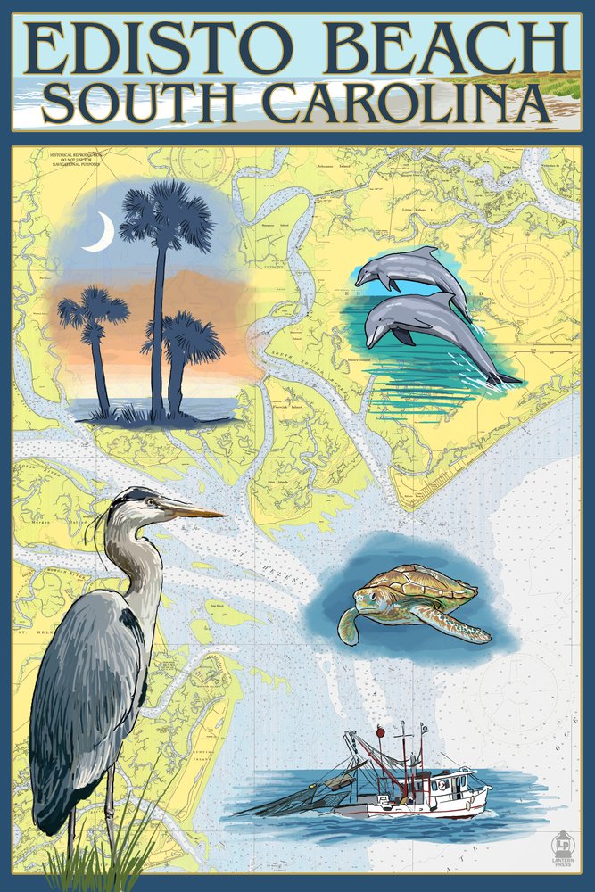 Edisto Beach South Carolina Nautical Chart - 12x18 Inch Coastal Wall Art Poster for Home & Office Decor | Perfect for Beach Houses, Living Rooms & Nautical Themed Spaces