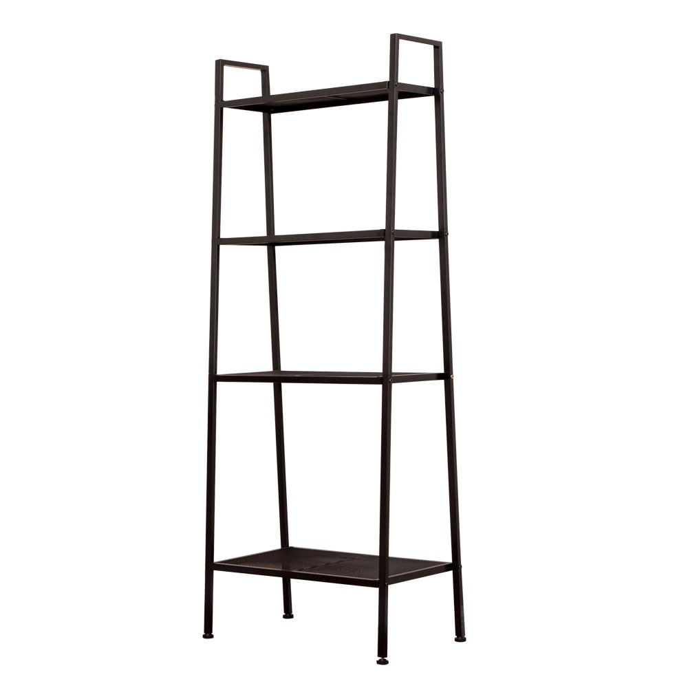4-Tier Open Ladder Bookshelf - Multifunctional Leaning Bookcase for Plants, Flowers & Storage - Modern Display Shelf for Home, Office, Bathroom & Balcony - Perfect for Organizing Books, Decor & Essentials (Black)