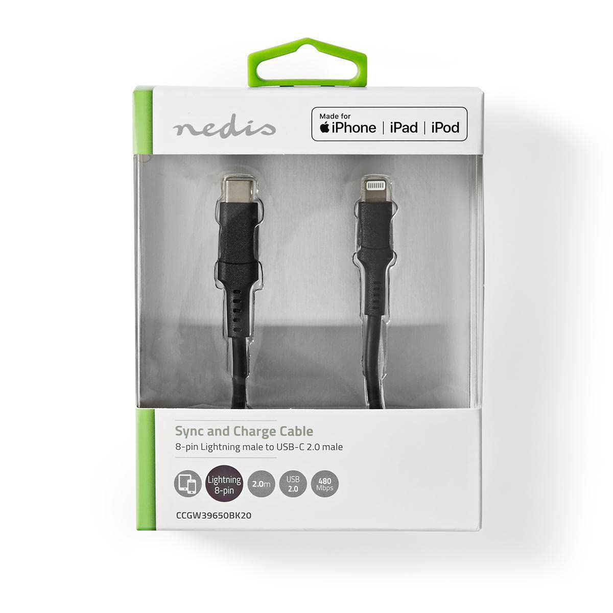 Premium Apple Lightning to USB-C Cable (8-Pin, 2m/6.6ft) - Fast Charging & Sync Compatible with iPhone 14/13/12/11/X/8 & More - Durable Nylon Braided Black Cable for Home, Office & Travel