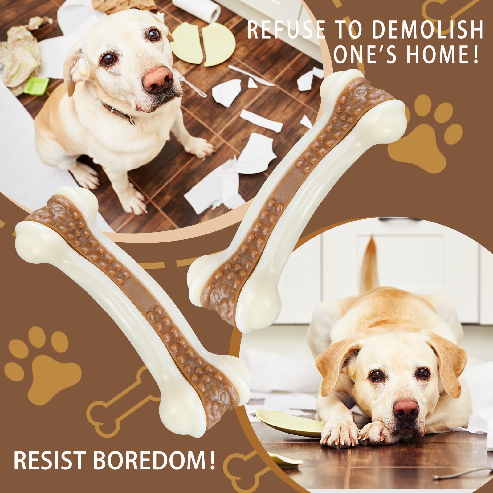 Leyndo 24-Pack Durable Nylon Dog Chew Toys for Aggressive Chewers - Tough Puppy Teething Bones for Medium & Large Breed Dogs - Teeth Cleaning & Training Treats - Perfect for Indoor Play, Outdoor Adventures, and Crate Training