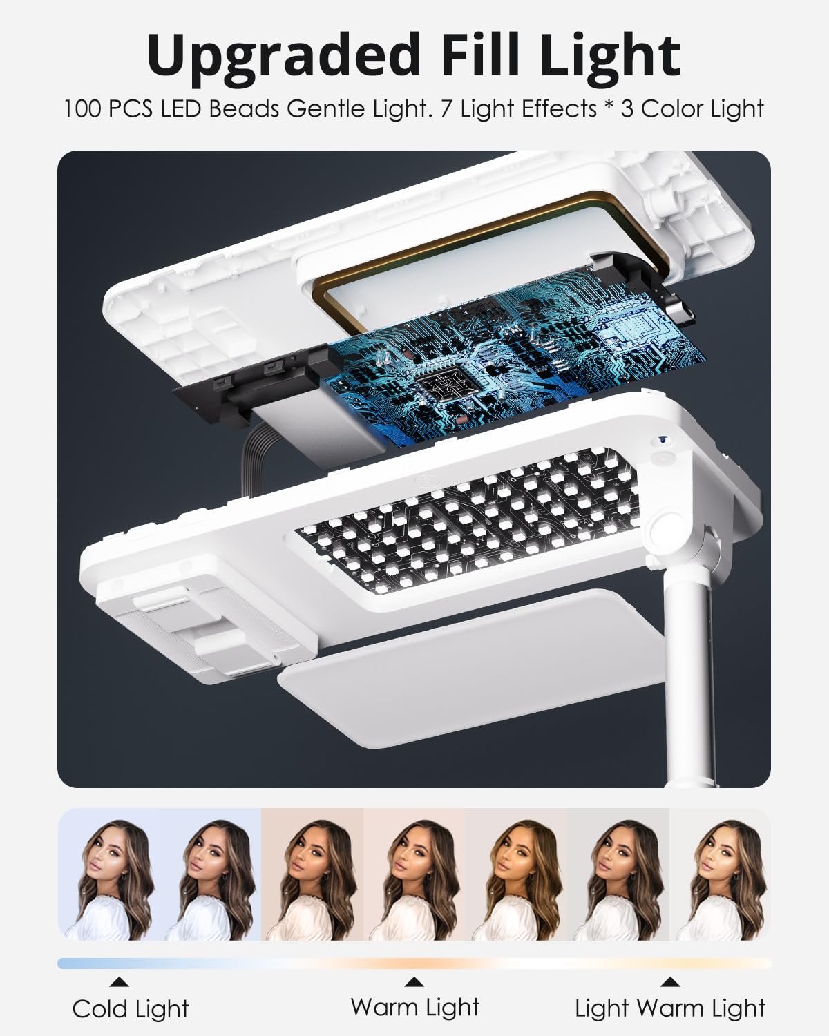 Adjustable 360° Rotating Phone Stand with LED Light for Recording & Live Streaming - Portable Extendable Selfie Stand for 3.5-6.9