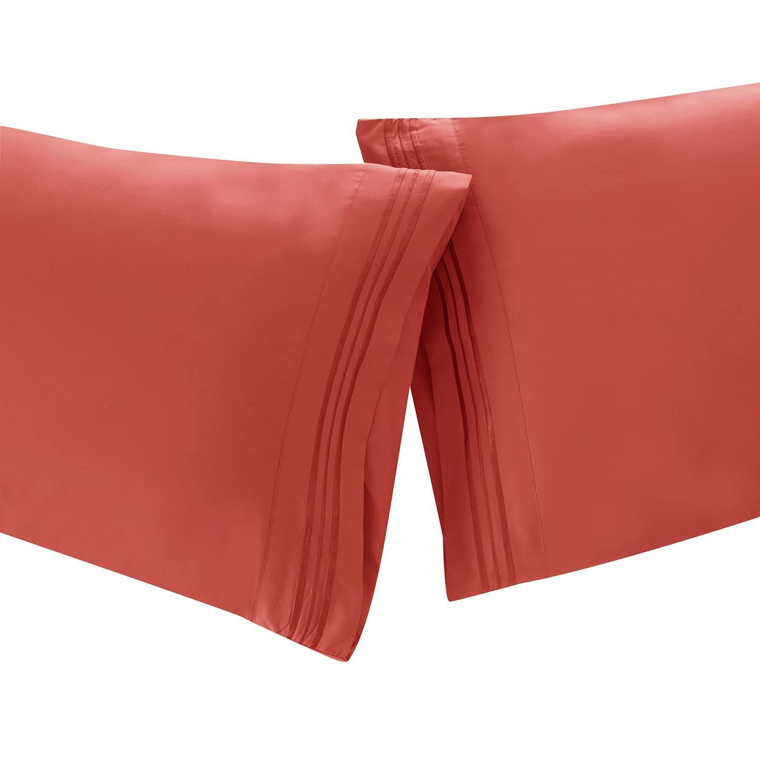 Clara Clark Standard & Queen Size Pillow Cases Set of 2 - Ultra Soft Microfiber Pillow Covers with Envelope Closure - Lightweight & Breathable - Orange Rust Color - Perfect for Bedroom, Guest Room & Travel