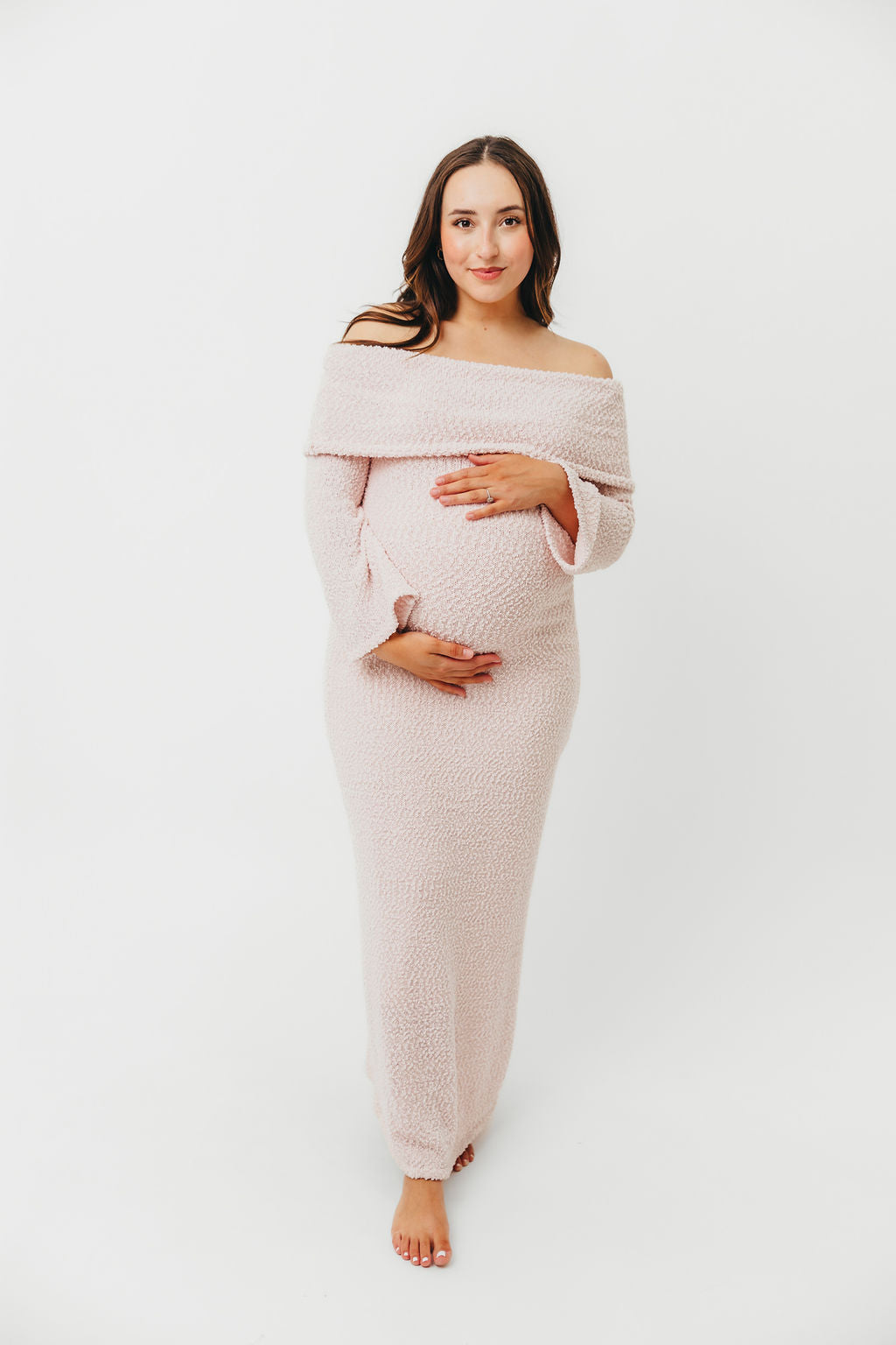 Nora Knit Maxi Dress in Dusty Pink - Bump Friendly Maternity Dress for Women | Comfortable Stretchy Long Dress for Pregnancy, Nursing & Everyday Wear | Perfect for Casual Outings, Baby Showers & Special Occasions