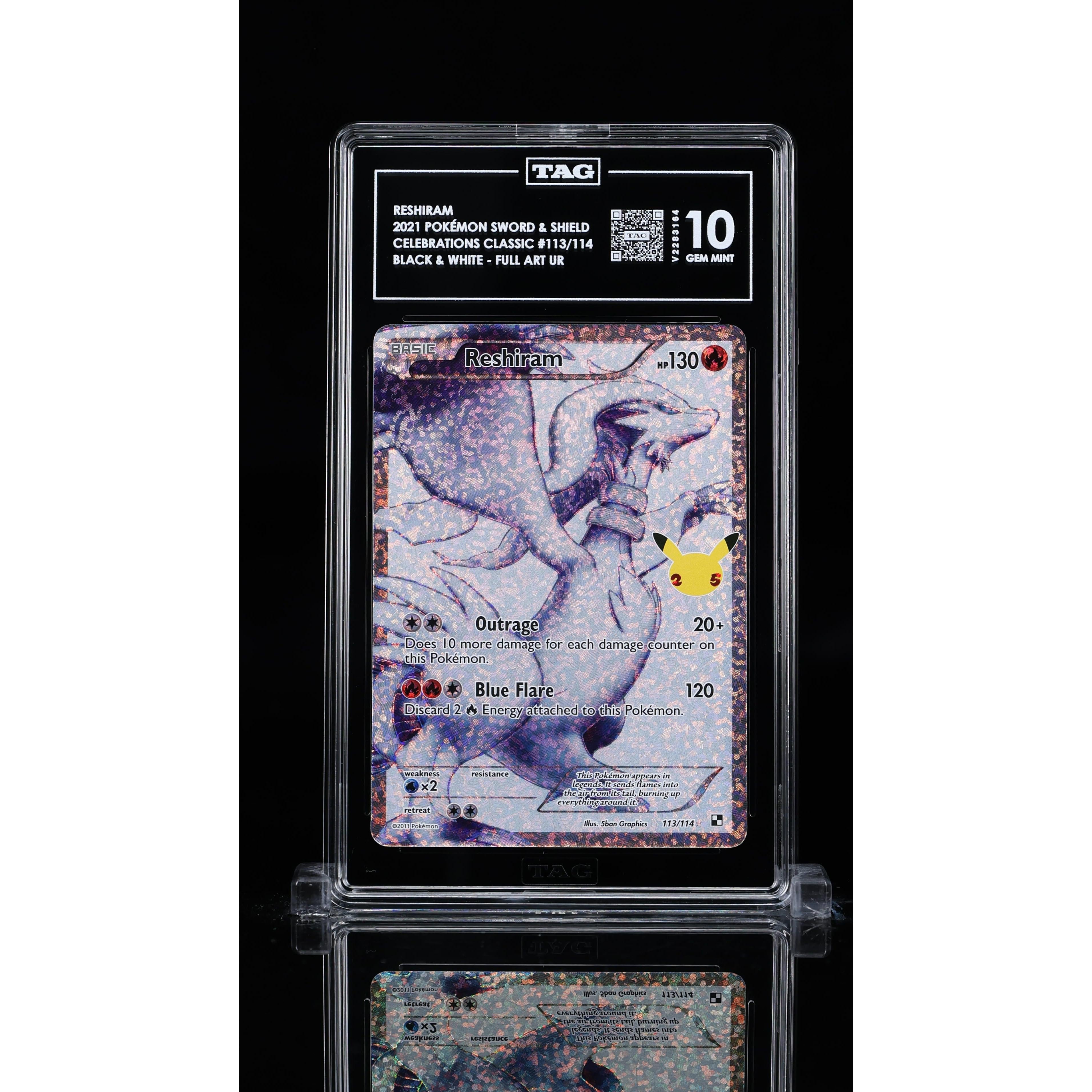 2021 Pokemon Celebrations Reshiram 113/114 Tag Team Card - Rare Collectible for Trading Card Game (TCG) Enthusiasts - Perfect for Battles, Collections & Gifts