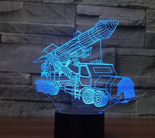 3D Missile Vehicle Night Light - USB Touch Switch LED Table Lamp with 7 Color Changing Modes - Optical Illusion Desk Decor for Kids Room, Christmas Gift, Birthday Present, Home Office Lighting