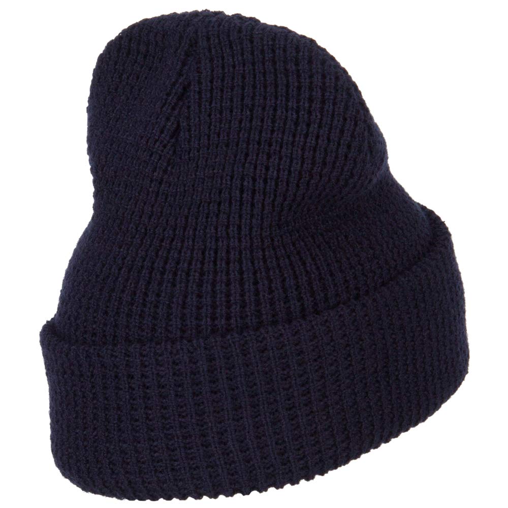 Merry Christmas Mistletoe Embroidered Stretchy Waffle Cuff Beanie Hat - Cozy Winter Knit Cap for Holiday Parties & Outdoor Activities - e4Hats.com