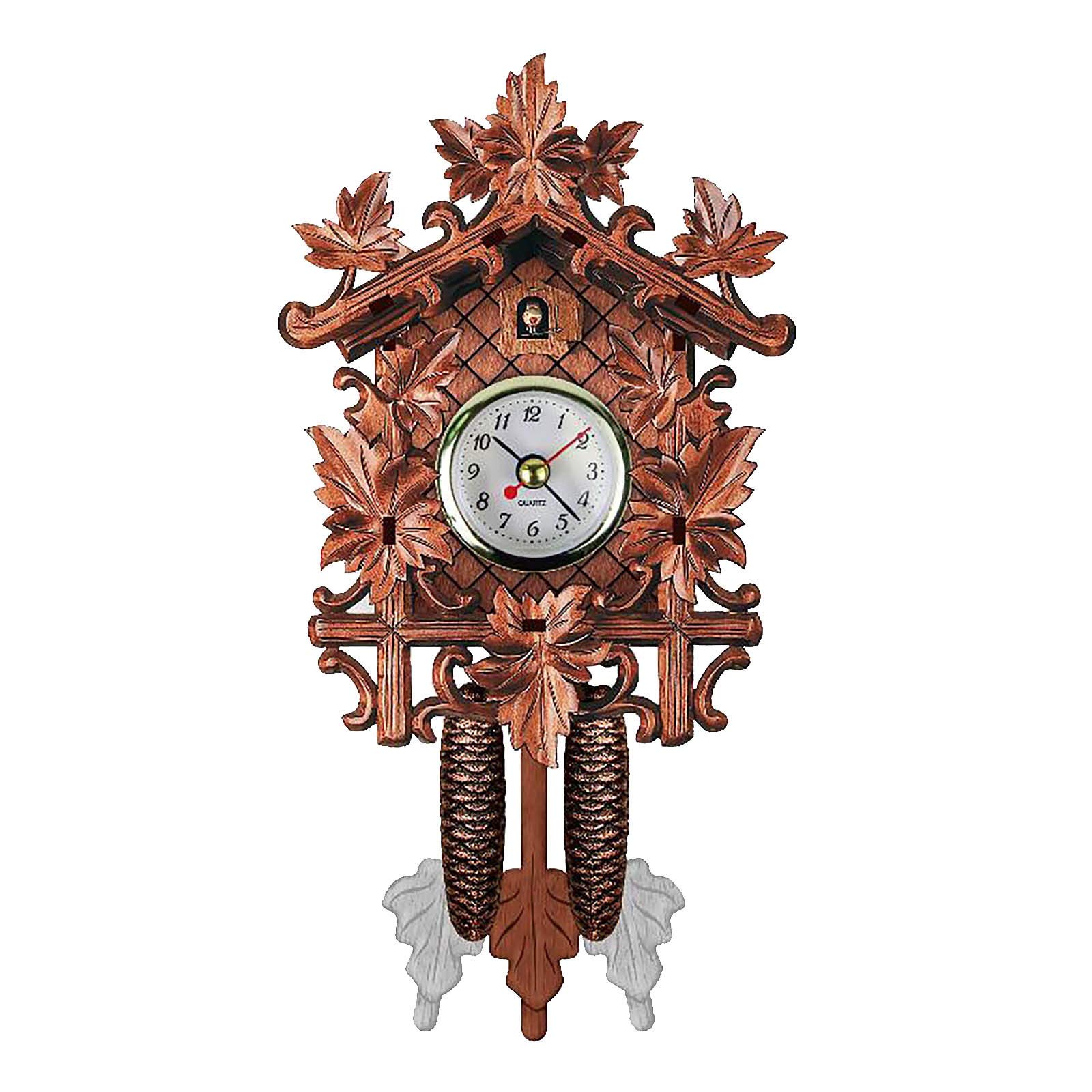 Vintage Cuckoo Wall Clock with Bird Design - Energy Efficient Silent Quartz Movement for Home, Office & Kids Room Decor | Perfect for Living Room, Study & Nursery (Brown Wooden Finish)