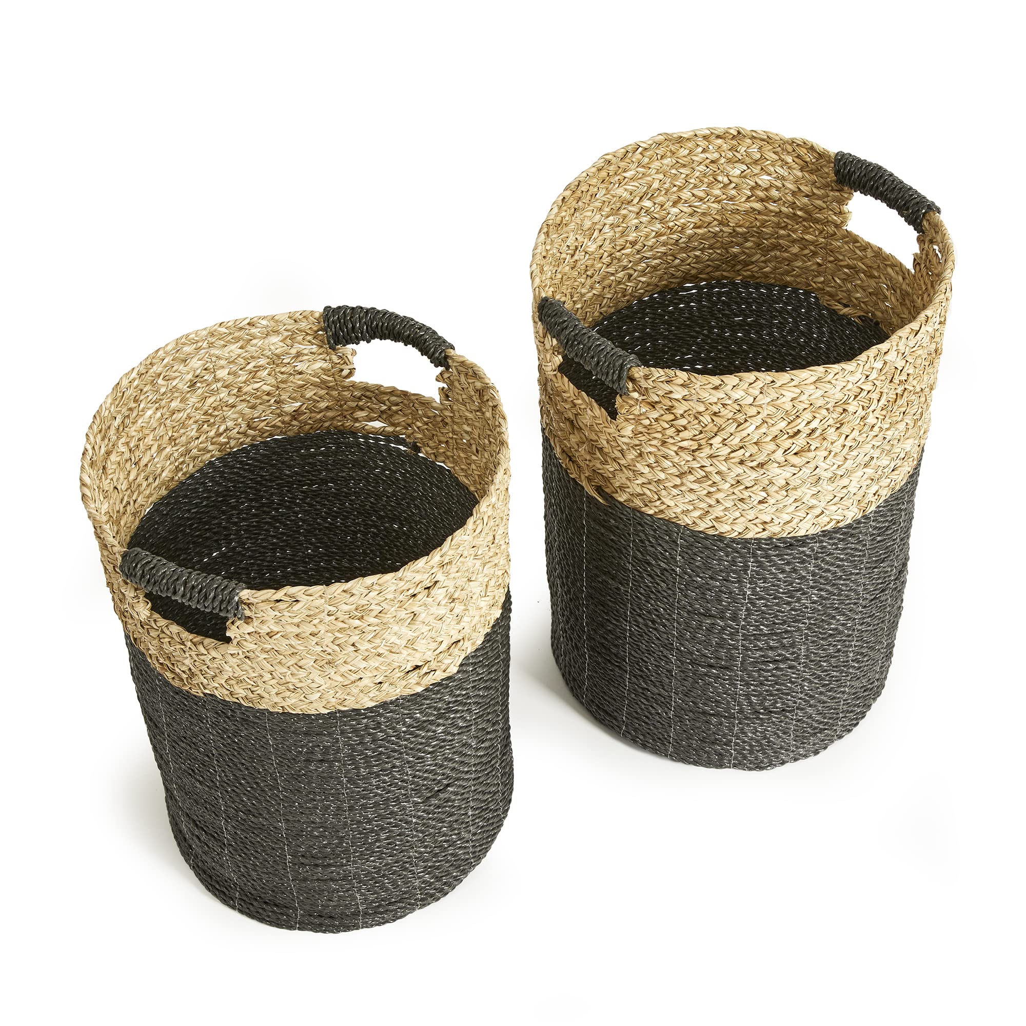 Napa Madura Hamper Baskets Set of 2 - Black/Natural for Home Storage