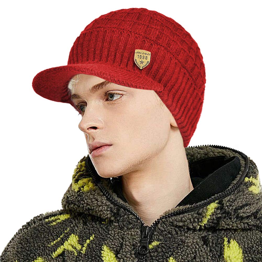 Winter Waffle Knit Beanie Hat with Brim - Fleece Lined Unisex Toboggan Ski Cap for Men & Women - Perfect for Skiing, Snowboarding & Cold Weather Outdoor Activities