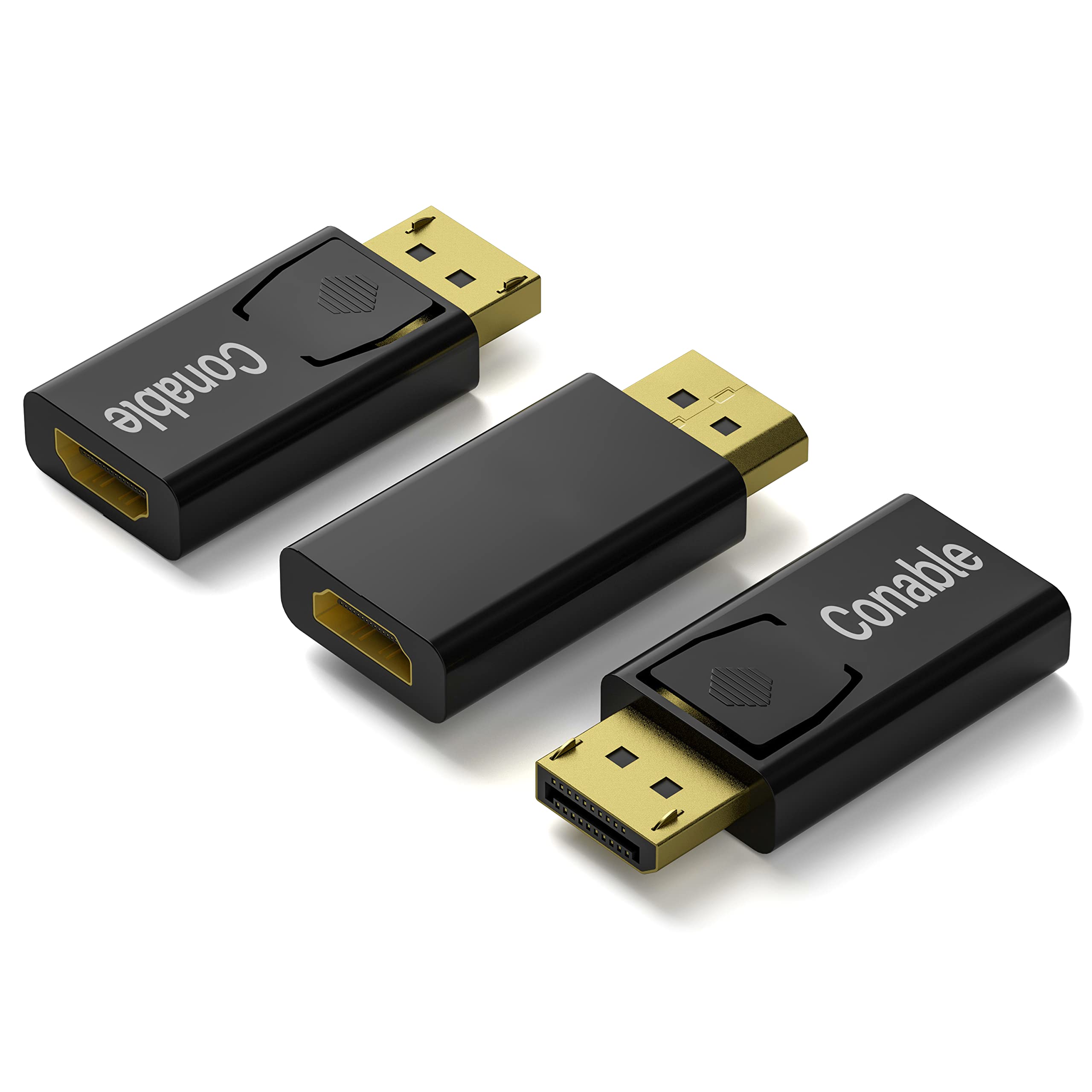 3-Pack DisplayPort to HDMI Adapter - 4K Gold-Plated DP to HDMI Converter (Male to Female) for PC/Monitor - Compatible with DisplayPort Source Devices - Perfect for Home Office, Gaming & Multi-Monitor Setups