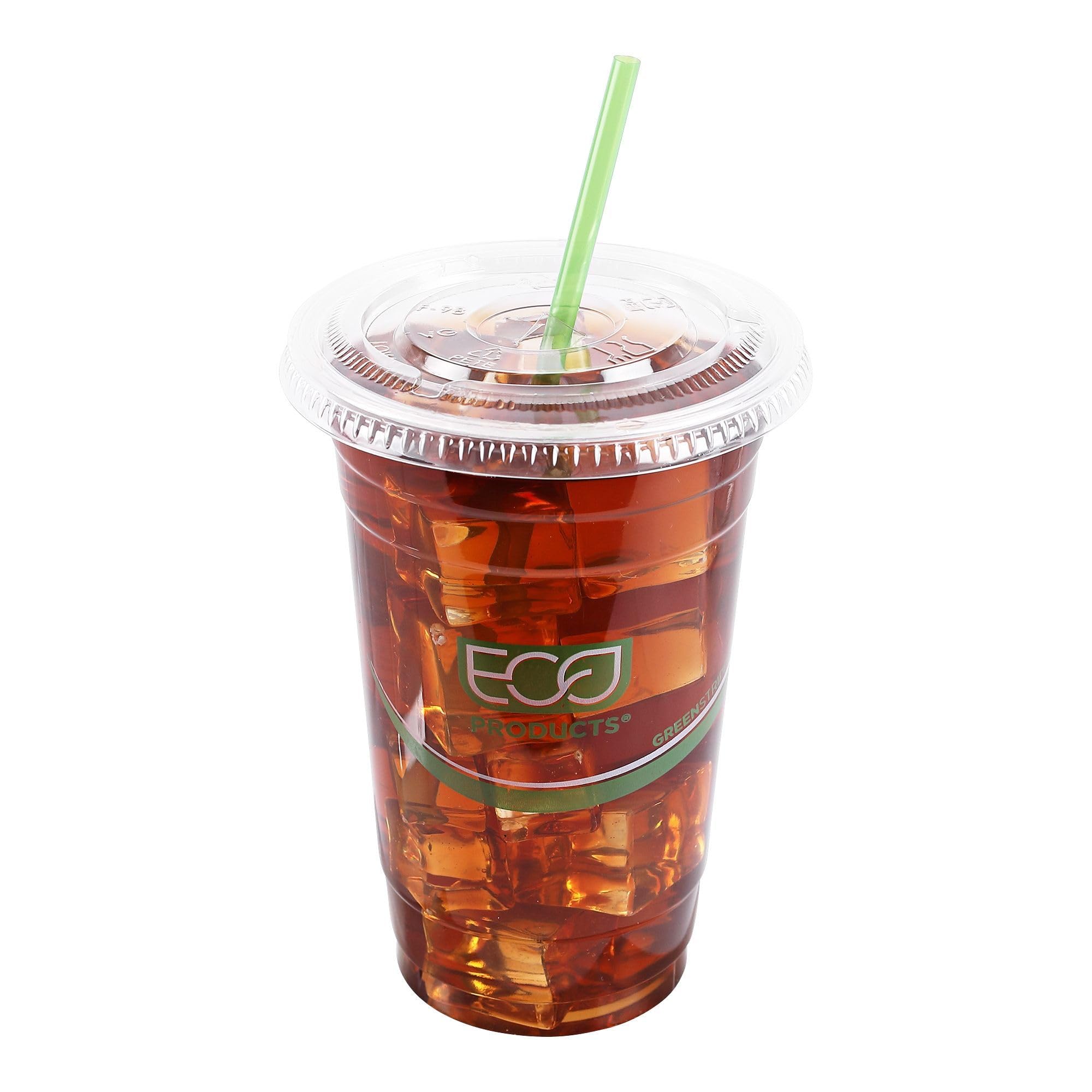 Eco-Friendly BlueStripe Recycled Plastic Cup Flat Lids - 1000 Pack, Fits 9-24oz Plastic Cups, 30% Post-Consumer Recycled PET (rPET) - Perfect for Cold Drinks, Iced Coffee, Smoothies & Snacks at Cafes, Restaurants & Events