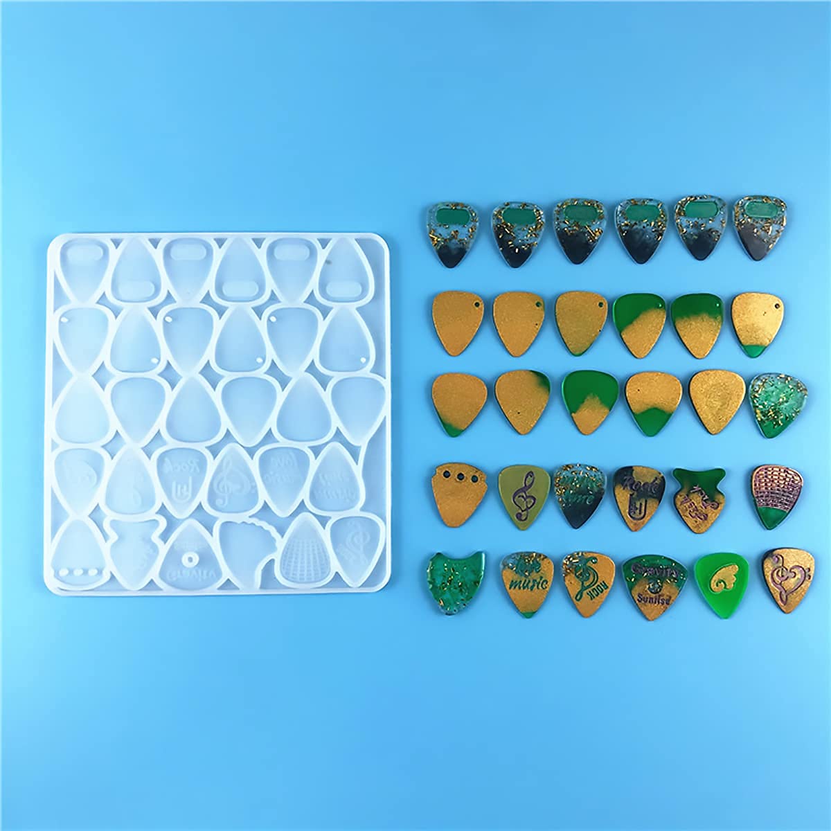 Premium Silicone Guitar Pick Molds for Resin Casting - Triangle Plectrum & Pick Case Epoxy Molds - DIY Musical Accessories for Guitarists - Perfect for Handmade Jewelry, Keychains & Gift Making