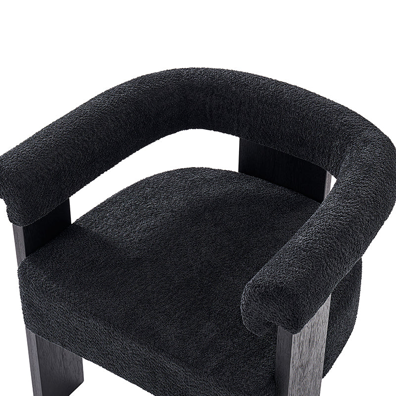 Fedor Boucle Dining Chair - Modern Upholstered Accent Chair for Kitchen, Dining Room, or Office - Soft Velvet Fabric & Sturdy Metal Legs - Elegant Home Decor & Comfortable Seating Solution