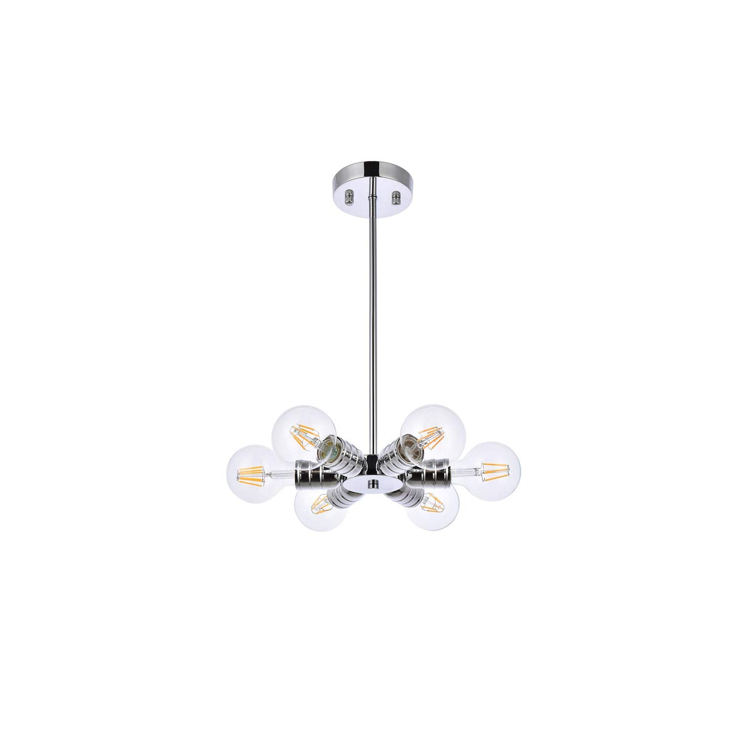 Reyes 6-Light Chrome Pendant Lighting Fixture - Modern Dining Room Chandelier for Kitchen Island, Bedroom, or Living Room Ceiling Decor
