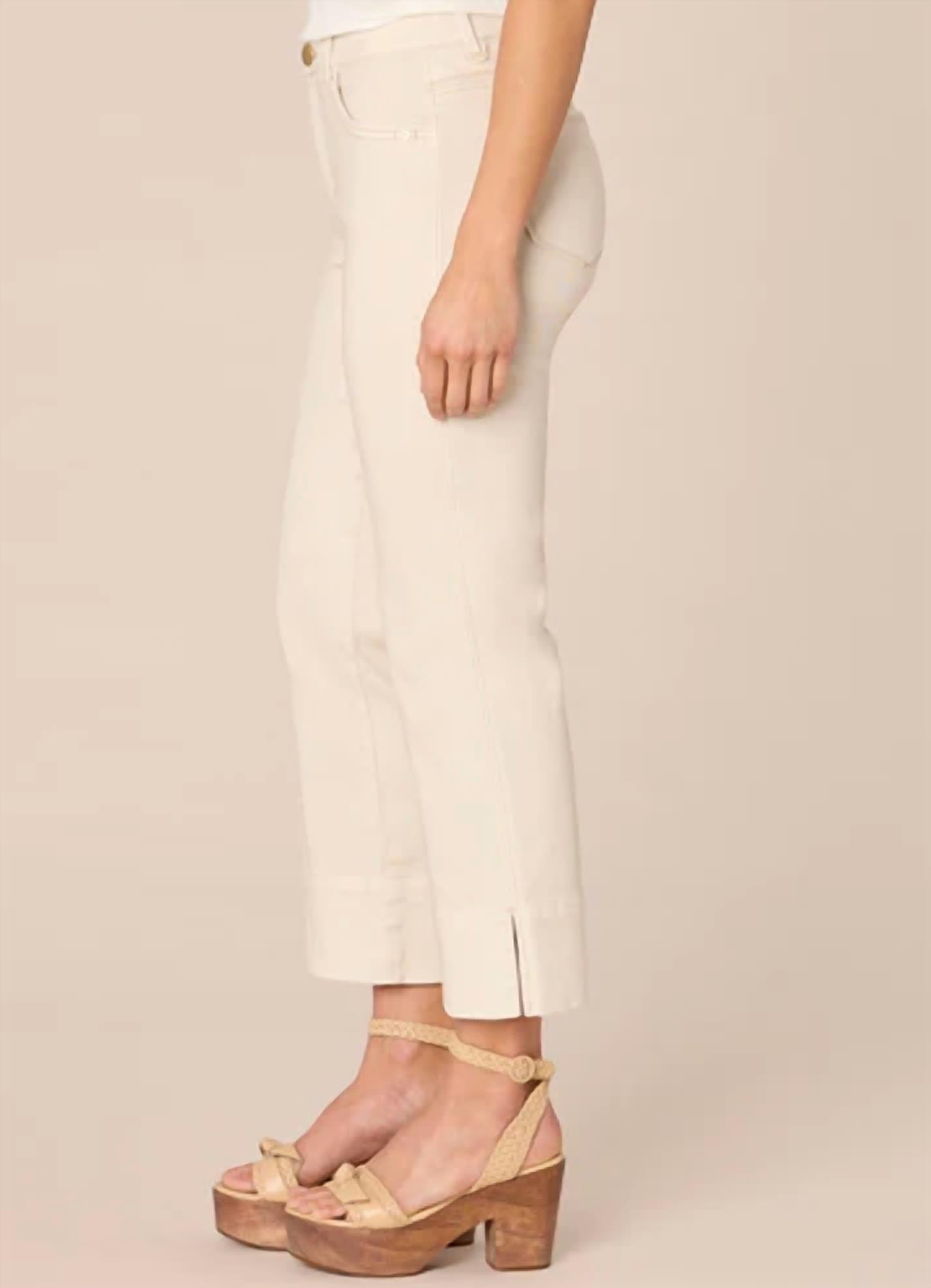 Absolution High Rise Kick Flare Pants with Center Seam in Beige | Women's Stretch Bootcut Trousers for Work & Casual Wear