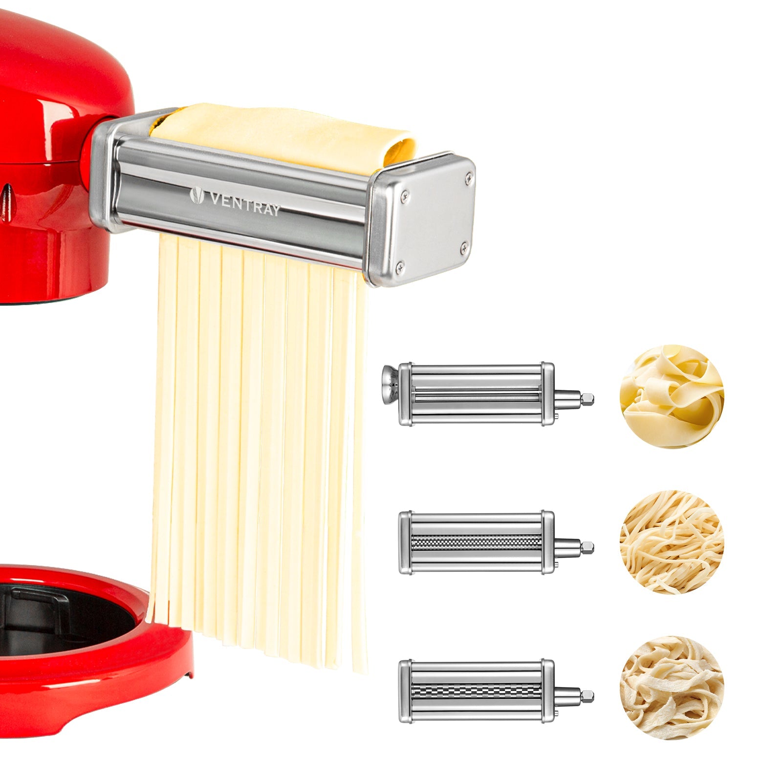 3 Piece Pasta Roller & Cutter Attachments Set for KitchenAid Mixer - Dough Sheeter, Fettuccine & Spaghetti Maker - Perfect for Homemade Pasta, Italian Cooking & Baking