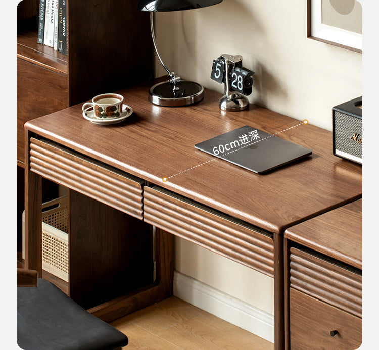 Premium Black Walnut Solid Wood Desk - Modern Nordic Style Home Office Desk for Study, Work & Writing - Durable & Stylish Workspace Solution