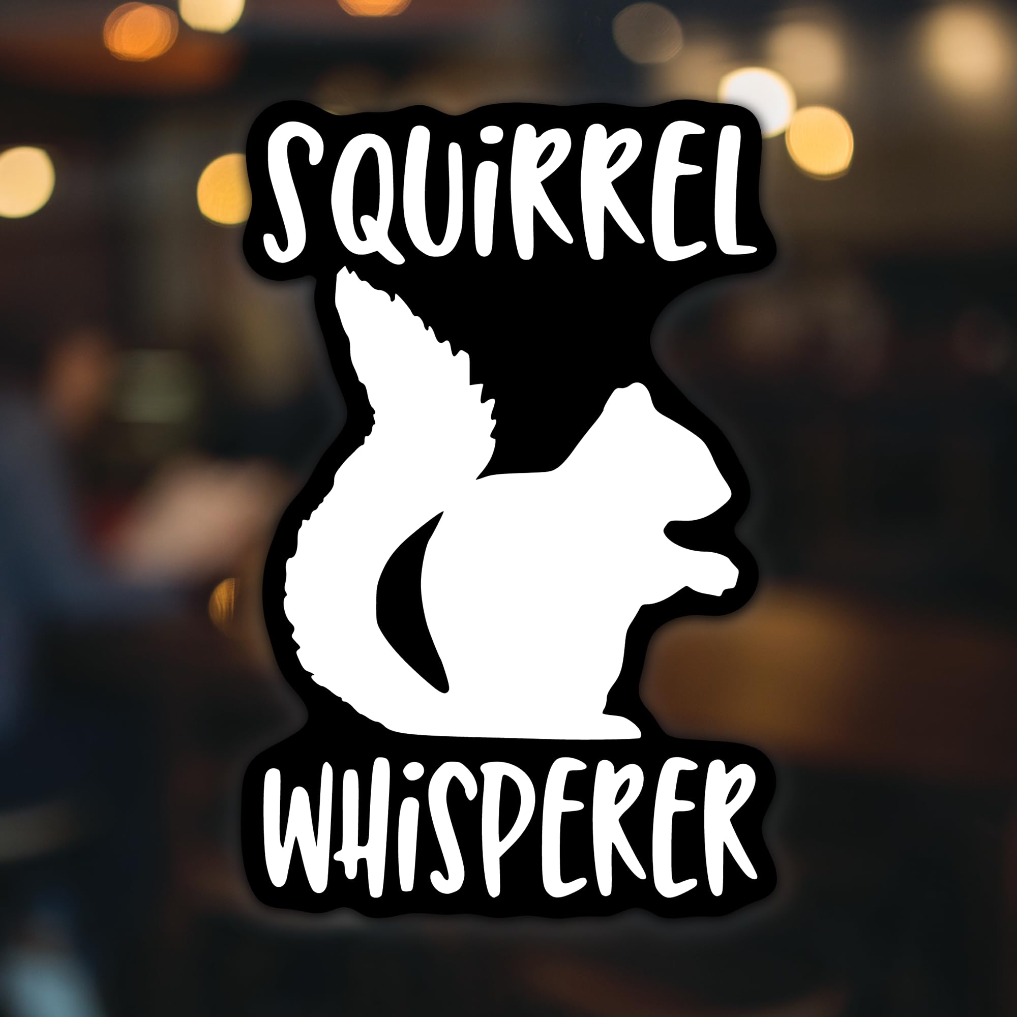Squirrel Whisperer Vinyl Decal Sticker - 5.5 Inch White Waterproof Sticker for Cars, Trucks, Vans, SUVs, Windows, Walls, Cups & Laptops - Durable Removable Adhesive Vinyl (KCD2410) - Perfect for Outdoor Decor, Personalization & Gifts