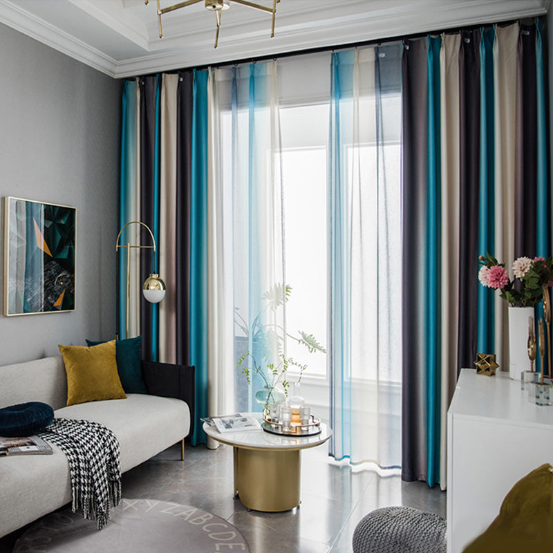 Scarlet Mediterranean Ombre Blackout Thermal Insulated Custom Curtains for Bedroom & Living Room - Energy Saving, Light Blocking, Noise Reducing Window Treatments