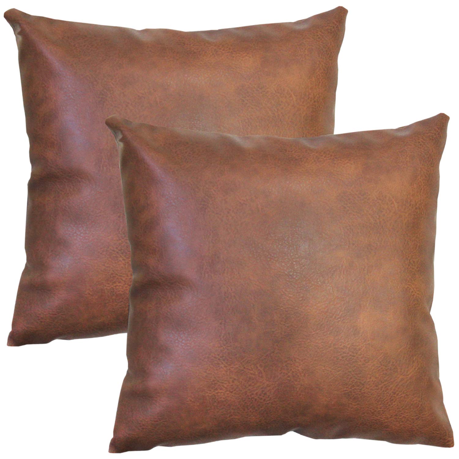 JOJUSIS Modern Faux Leather Throw Pillow Covers Set of 2 - 18x18 Inch Dark Brown Decorative Couch Sofa Bed Pillow Cases - Perfect for Living Room, Bedroom & Home Decor