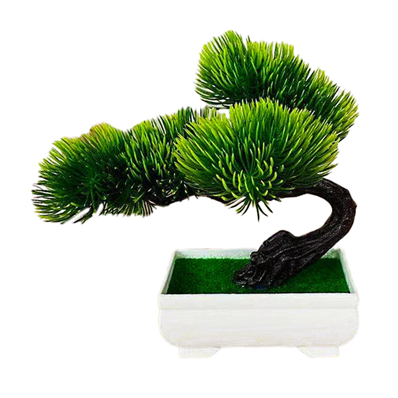 Vivid Fake Pine Tree Bonsai - Artificial Plastic Plant for Home Decor, Office Desk, Gift for Friends - Fade & Deformation Resistant - Green