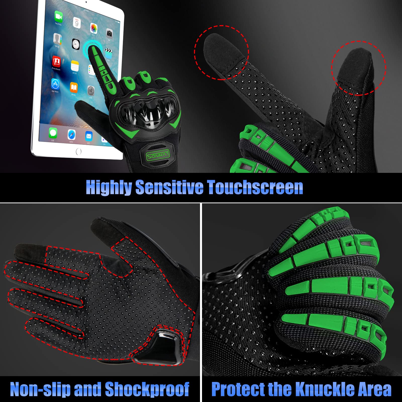 **Touchscreen Motorcycle Gloves for Men & Women - Breathable Racing Gloves for Motocross, BMX, ATV, MTB & Cycling - Perfect for Off-Road Adventures & Commuting**