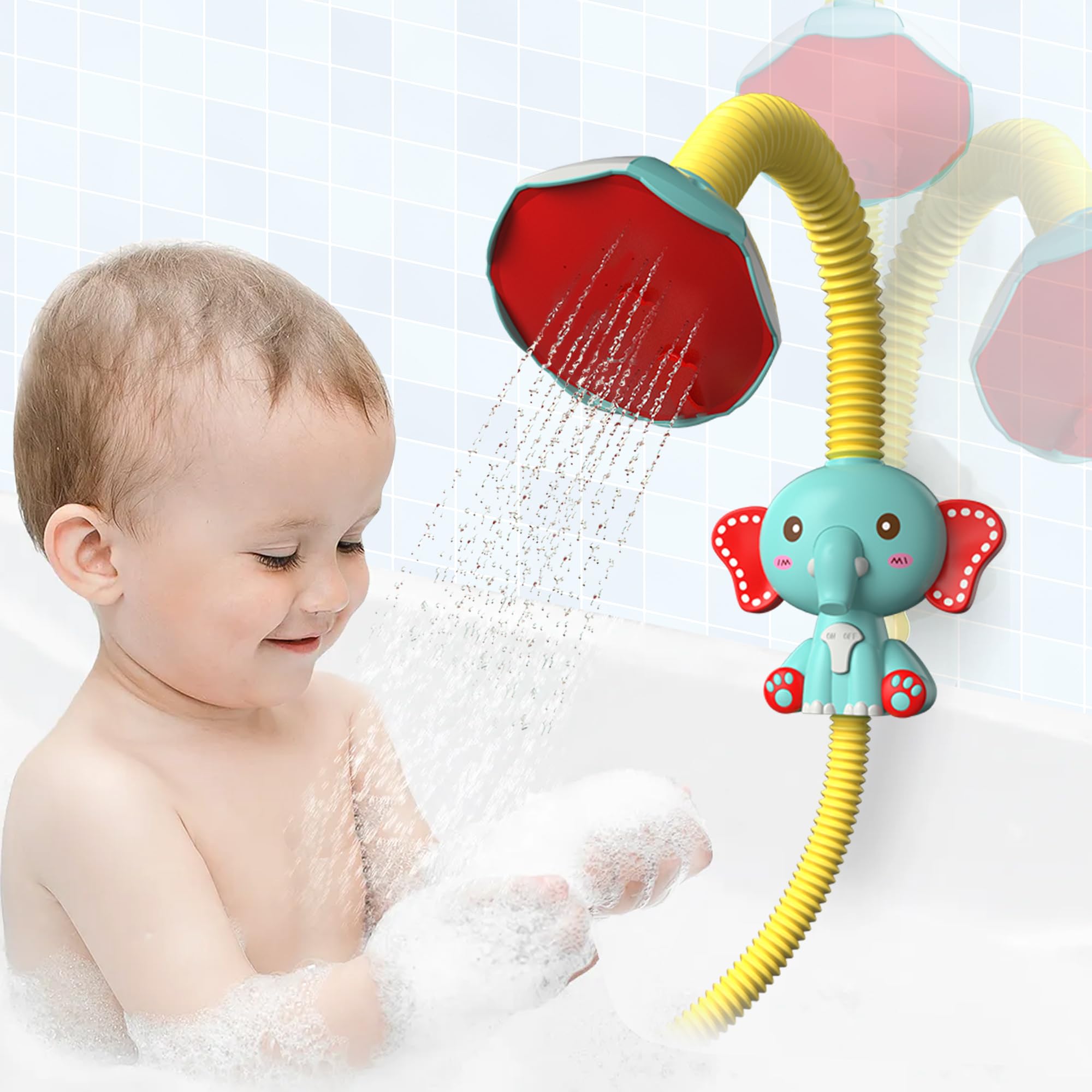 Best Toddler Bath Toys Set with Slide Track, Elephant Shower Spray & Floating Animals - Fun Bathtub Toys Gift for Kids Ages 2-5 | Perfect for Bath Time Play, Learning & Sensory Development