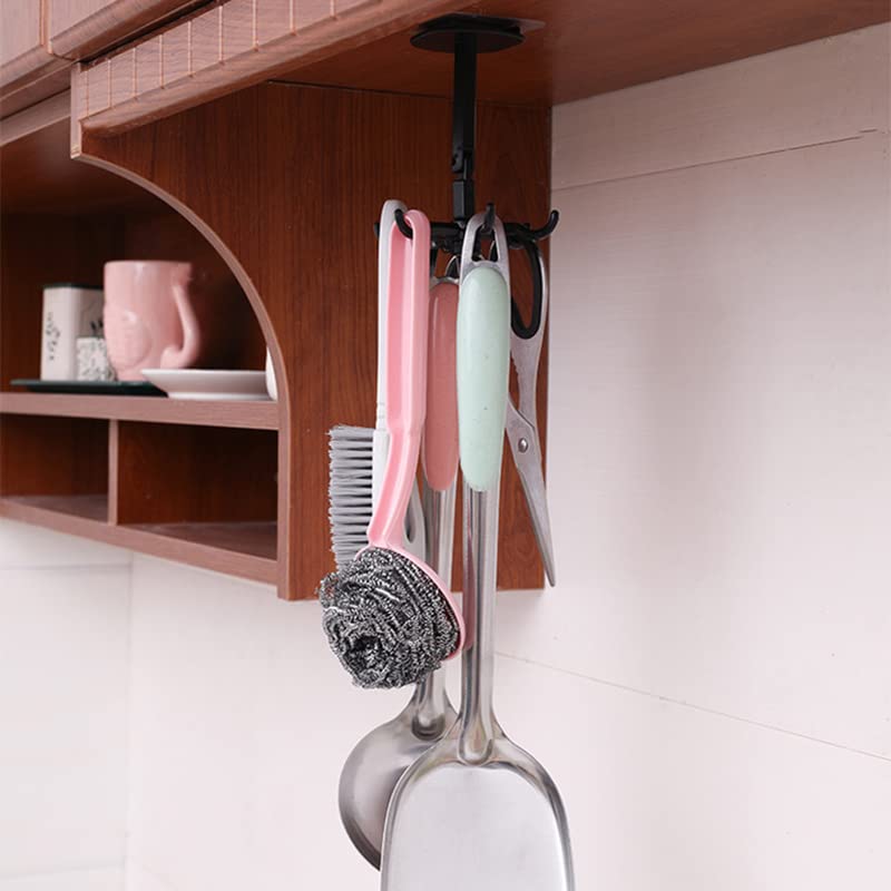VALINK 360° Rotatable Heavy Duty Adhesive Wall Hook - 6 Hooks Multipurpose Kitchen Utensil Organizer for Hanging Pots, Pans, Towels & More - Perfect for Kitchen, Bathroom, Bedroom & Office Organization