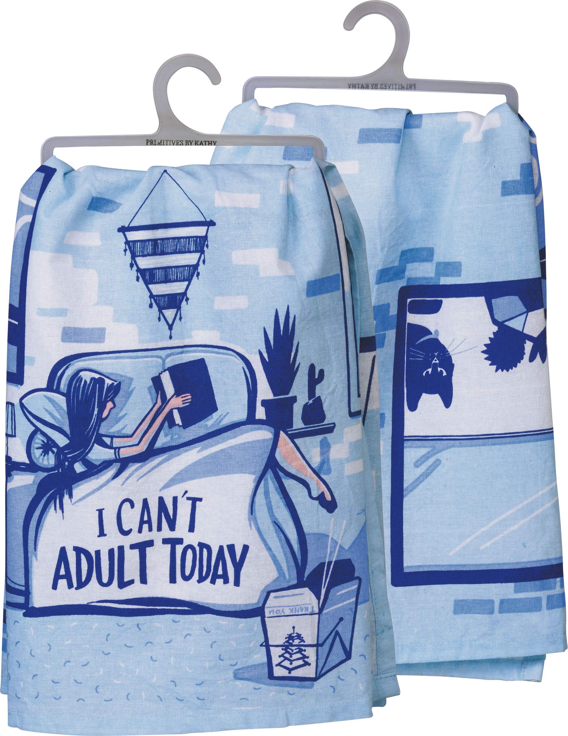 Primitives by Kathy 'I Can't Adult Today' Funny Kitchen Towel - Absorbent Cotton Dish Towel for Cooking, Cleaning & Decor - Perfect for Gifts, Home & Kitchen Use